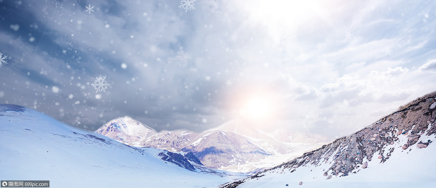 冬天背景雪地雪山图片