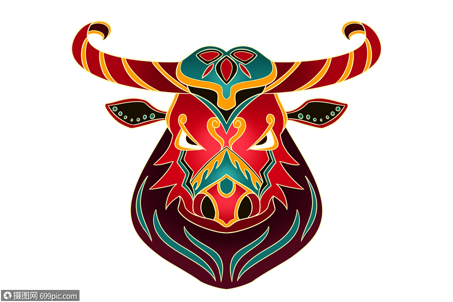 装饰花纹牛头