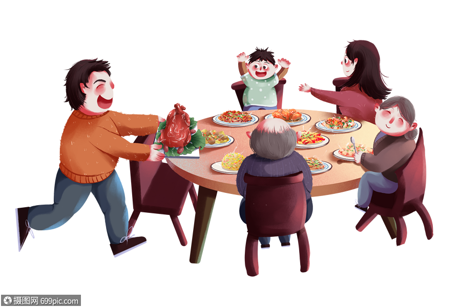 家庭聚餐漫画图片图片