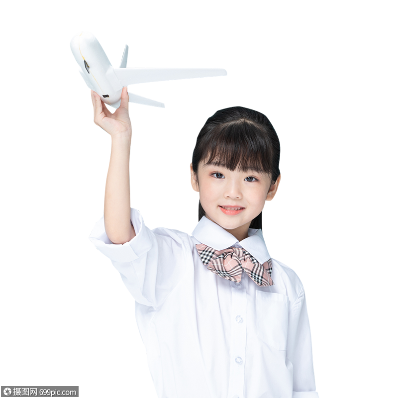 儿童小女孩托举飞机航天梦想中国人人像