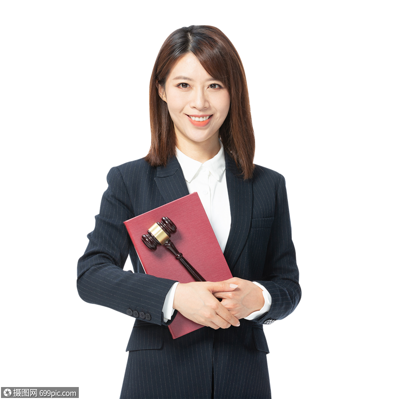 自信的青年女性律师抱着书和法槌庄严素材