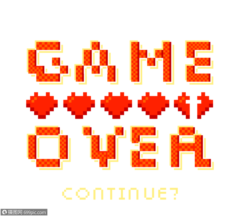 红色像素风gameover界面提示框游戏结束