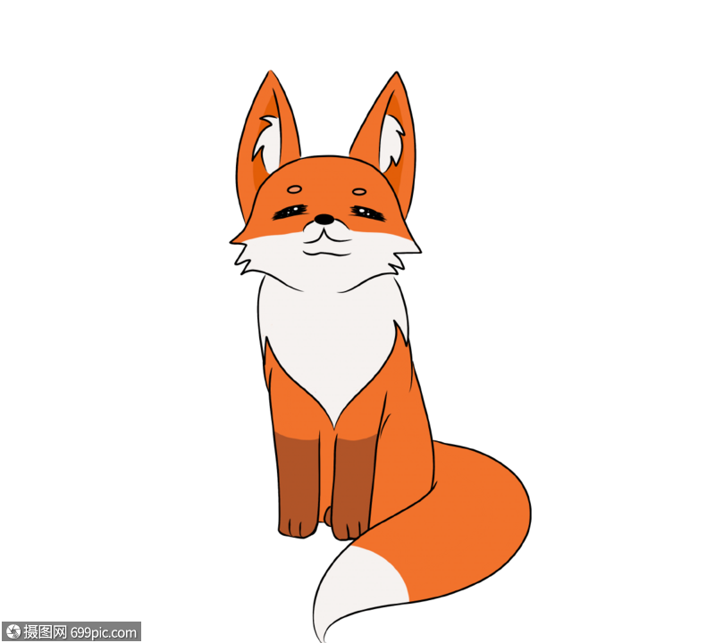 手绘卡通狐狸尾巴爪子