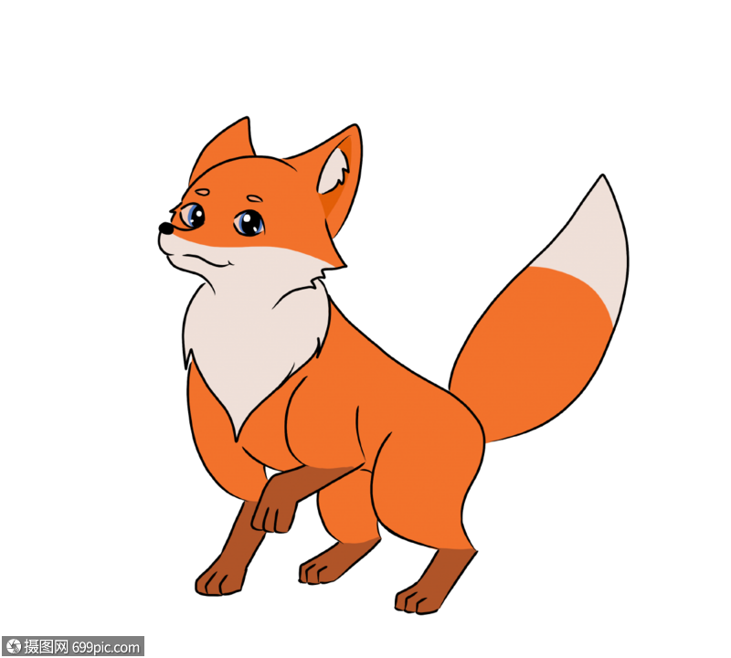 手绘卡通狐狸眼睛尾巴