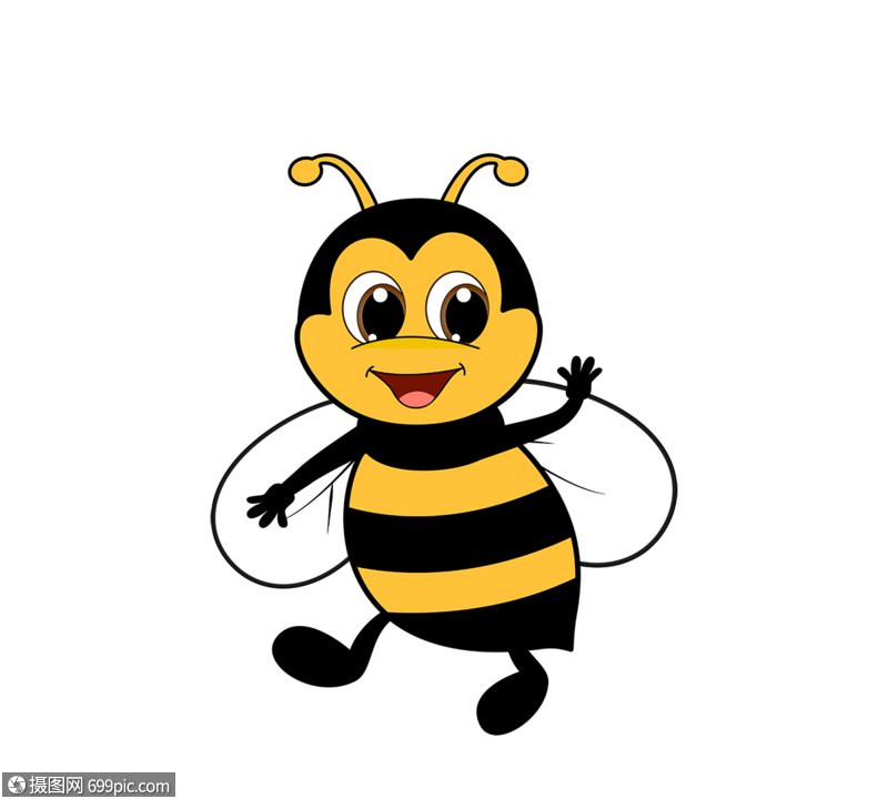 卡通矢量插图打招呼蜜蜂形象bee卡通昆虫昆虫