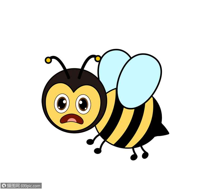 卡通矢量黄色飞行小蜜蜂bee卡通形象动画
