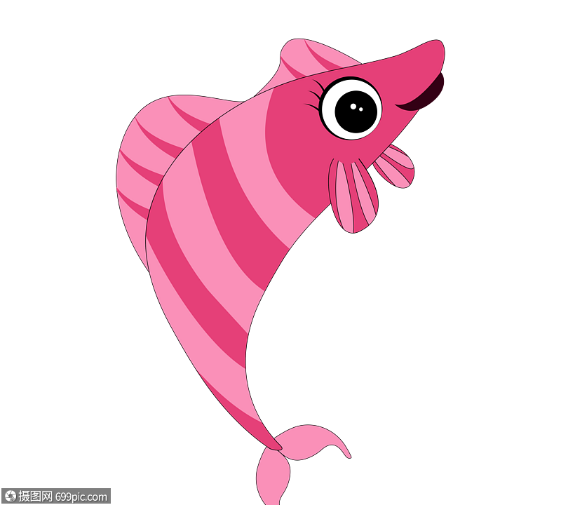 可爱粉色鱼卡通卡通鱼漂亮的