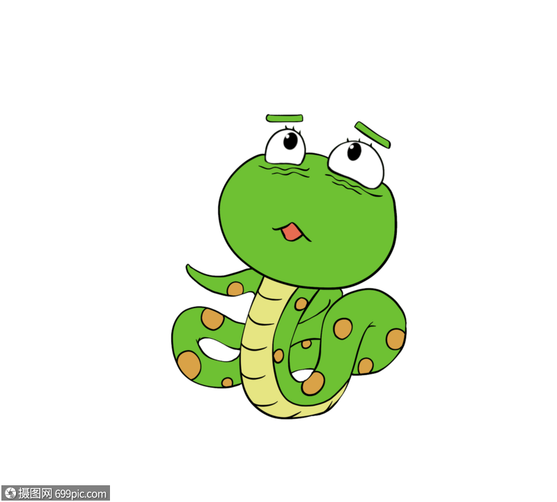 可怜蛇手绘贴图创意卡通蟒蛇