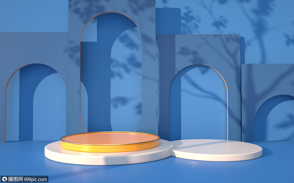 简约立体电商展示场景展台几何