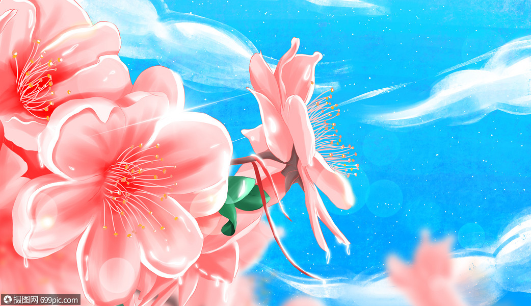 立春桃花插画春天春天插画