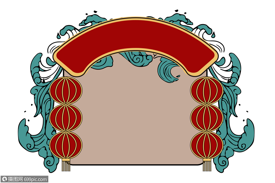 国潮元素标签边框图片