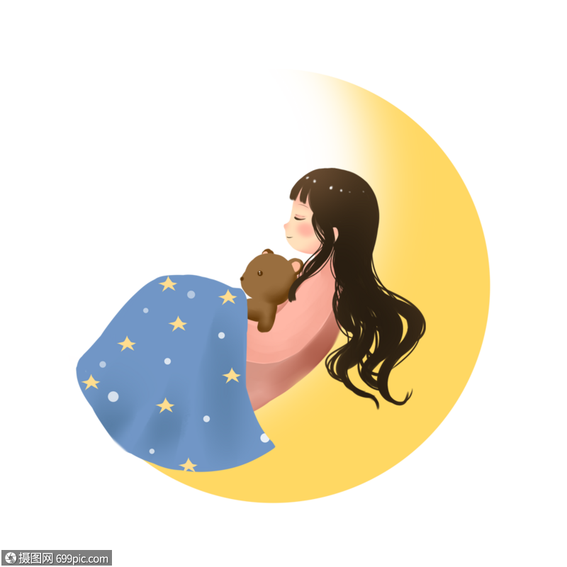 月亮上睡觉的女孩国际睡眠日被子
