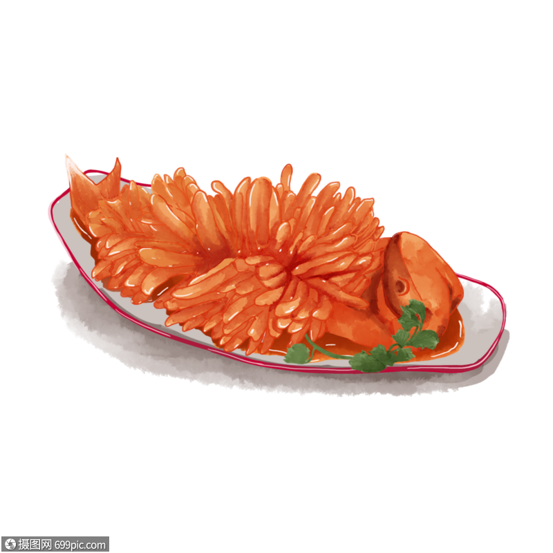 免抠元素 手绘/卡通元素 特色小吃 山东糖醋鱼.png