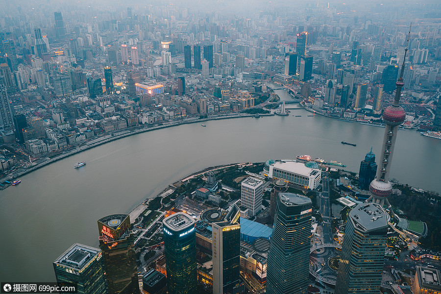 上海城市夜景俯拍
