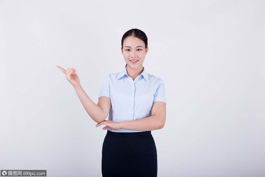 照片 商务办公 职业女性客服展示欢迎动作半身人像.jpg