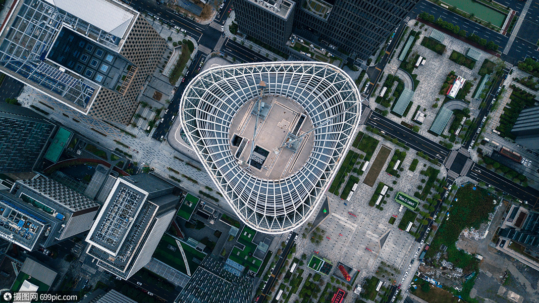 航拍宁波南商圈金融高楼