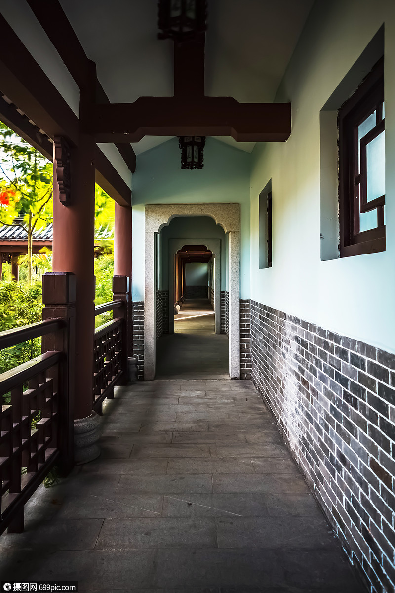 古典园林景观走廊中国古建筑光