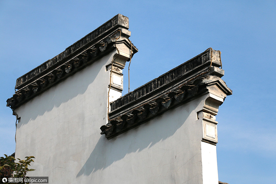 七宝老街屋檐瓦片屋檐中式屋檐