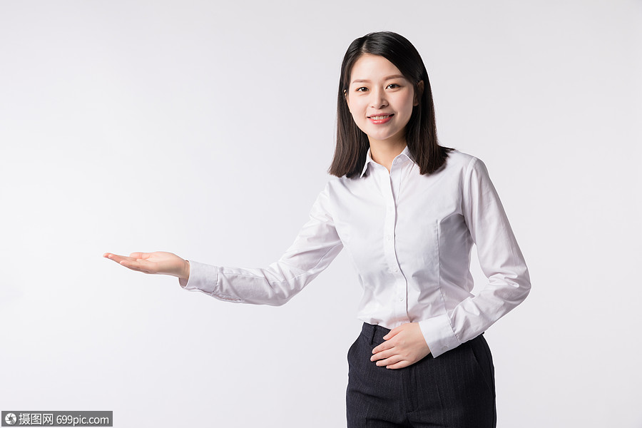 职业女性邀请欢迎动作