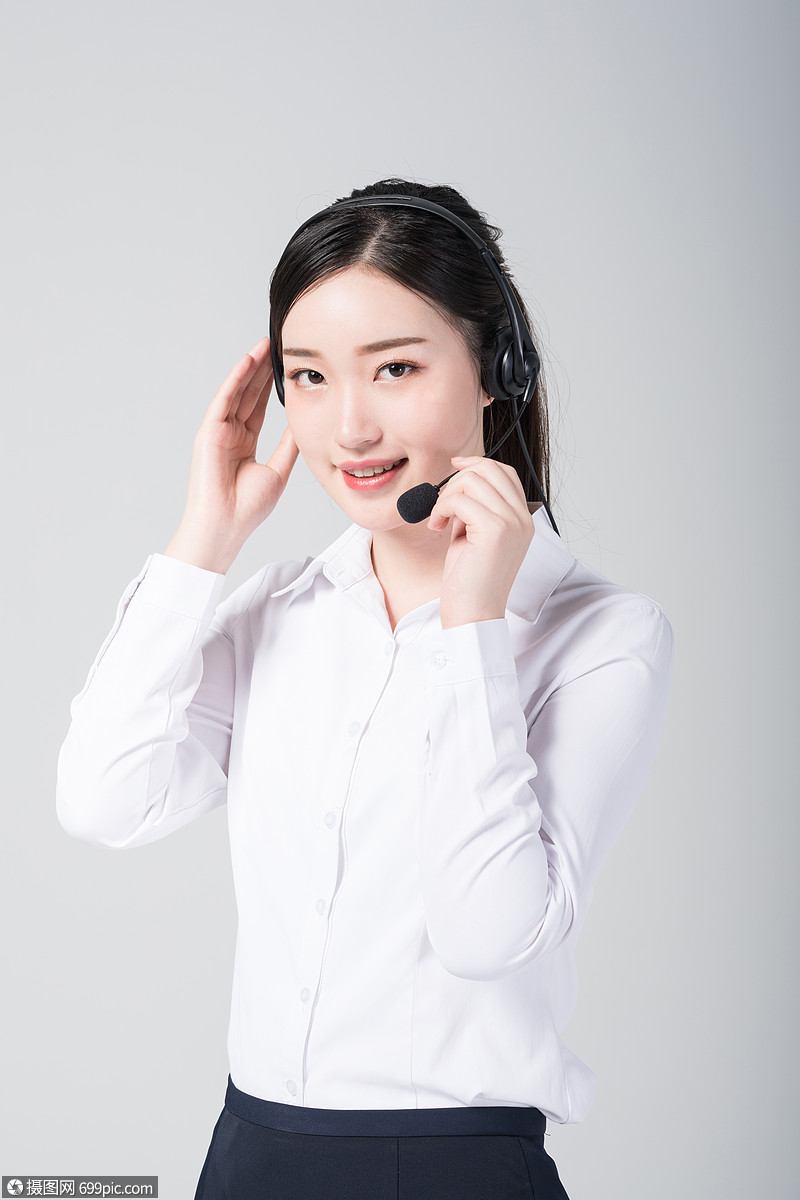 图片 照片 人物情感 头戴耳机的女性客服形象jpg