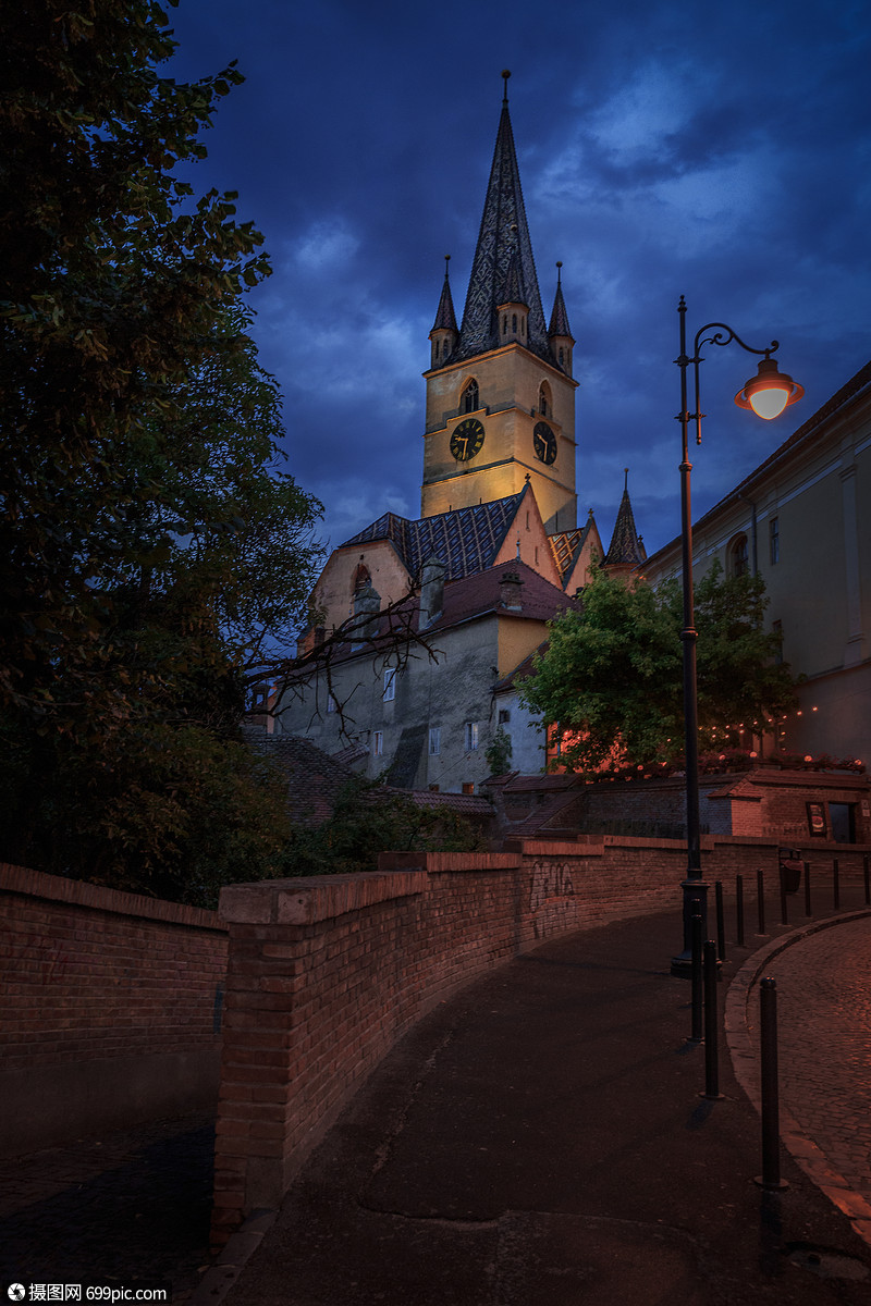 欧洲旅游城市夜景风光