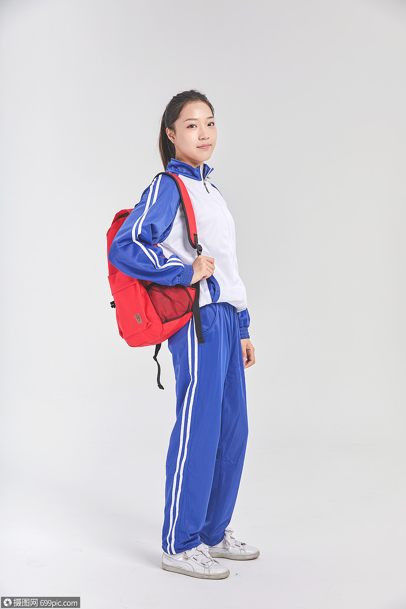 女高中生形象背书包校服中学生