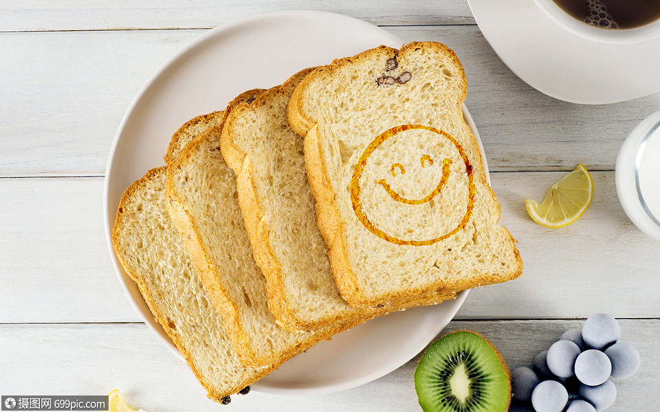 微笑面包笑脸创意背景图