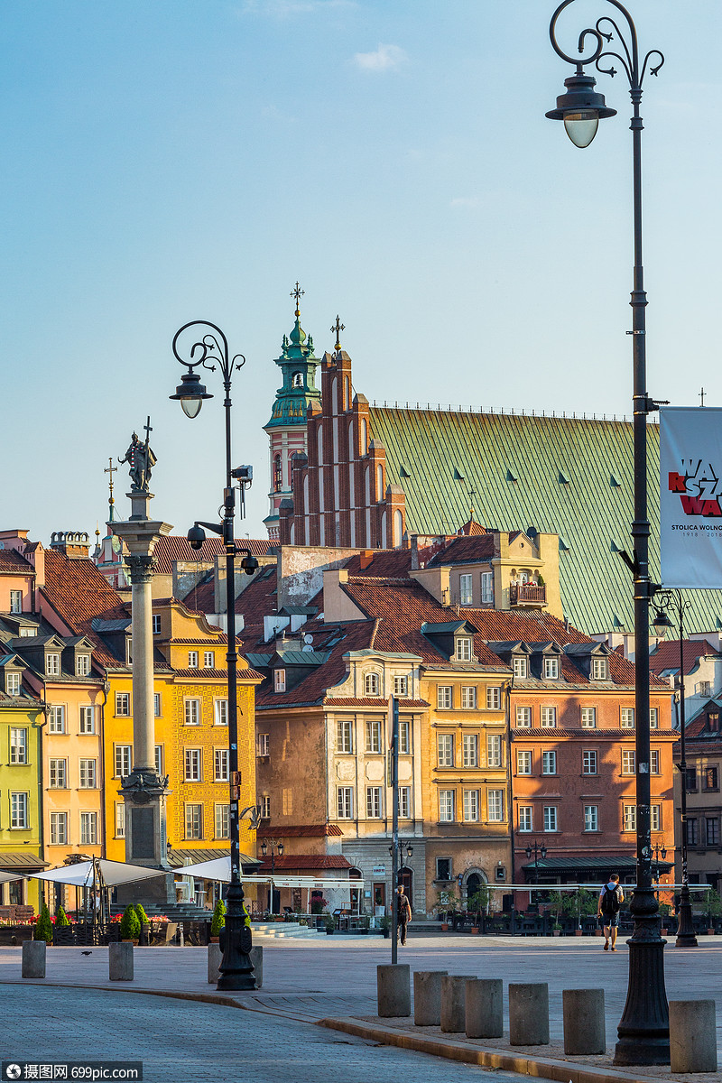 欧洲旅游城市华沙清晨风光