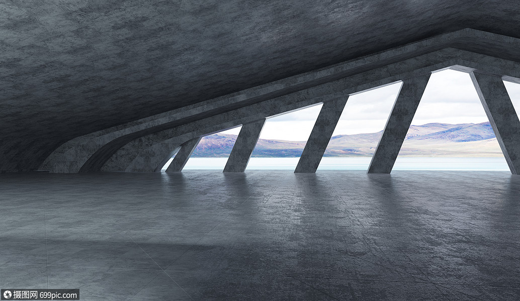 工业建筑空间3d工业风灰色系