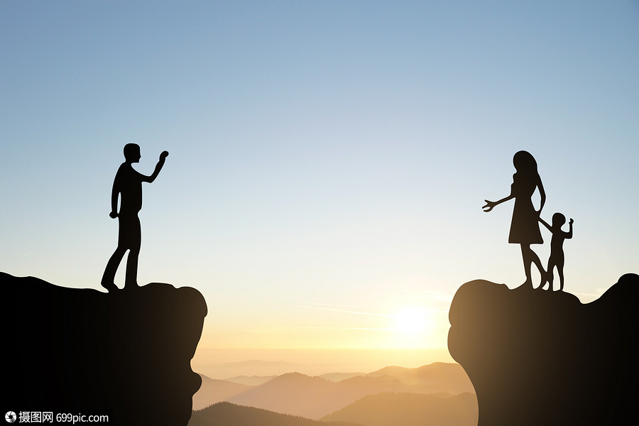 情感危机剪影分开图片