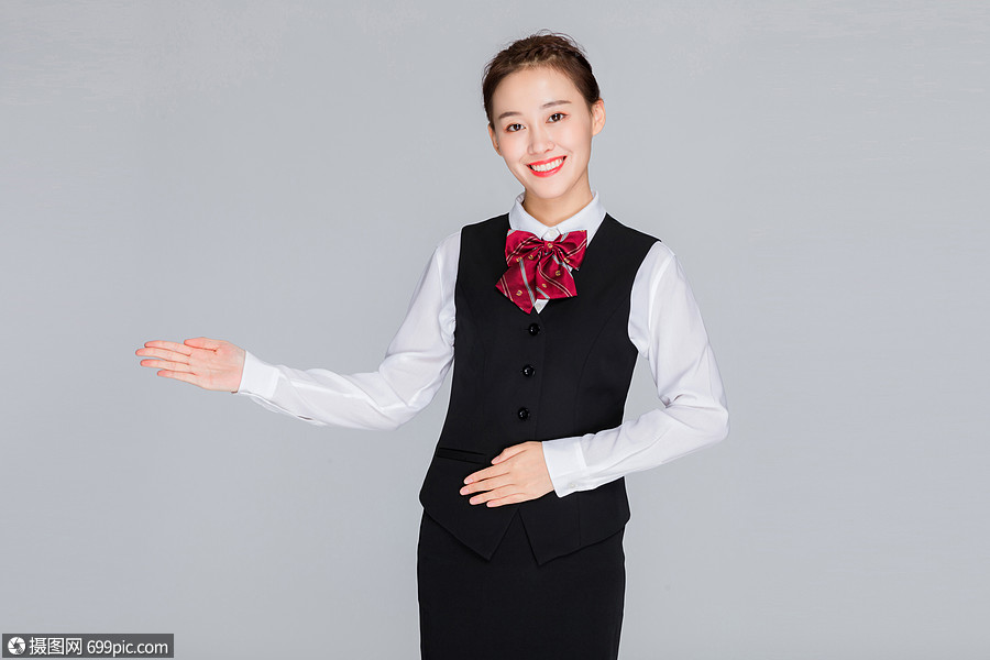 客服美女引导手势