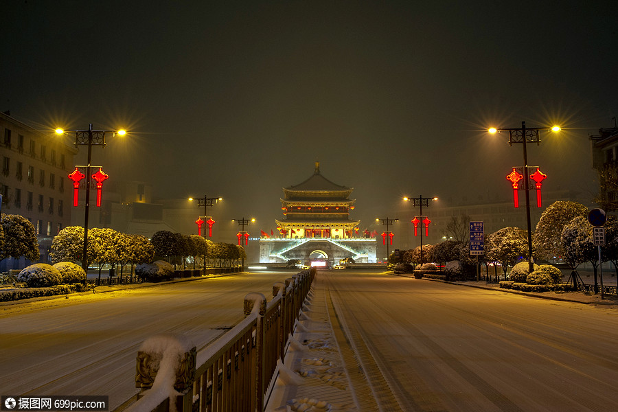 西安冬季夜景图片