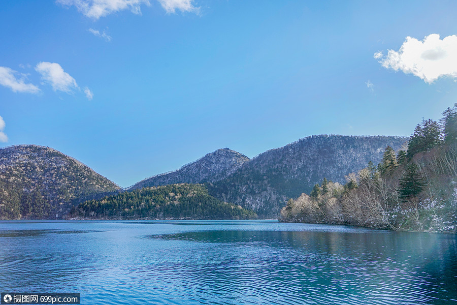 日本北海道然别湖风光冬季带广