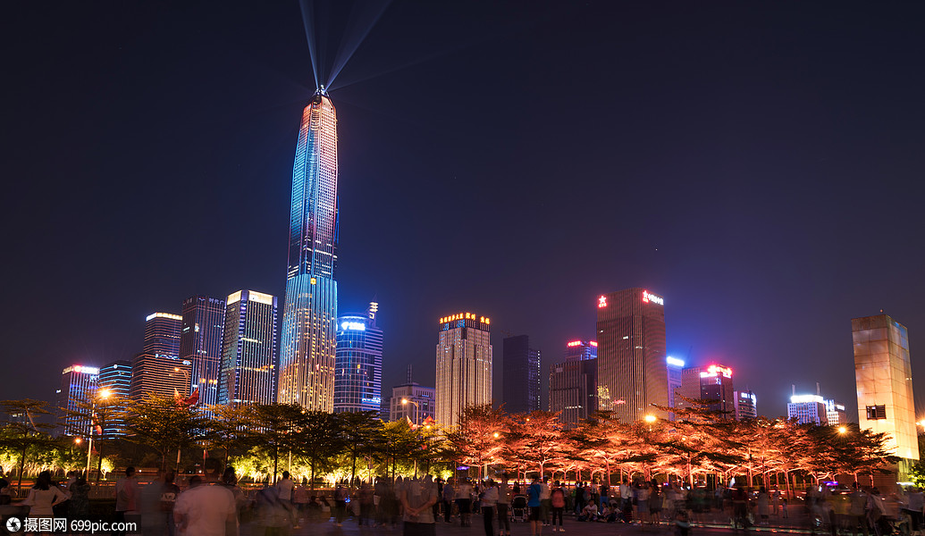 广东省深圳市福田区市民中心灯光秀夜景经济