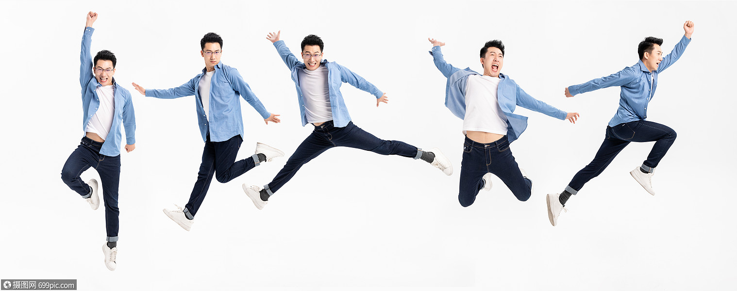 休闲男性夸张动作