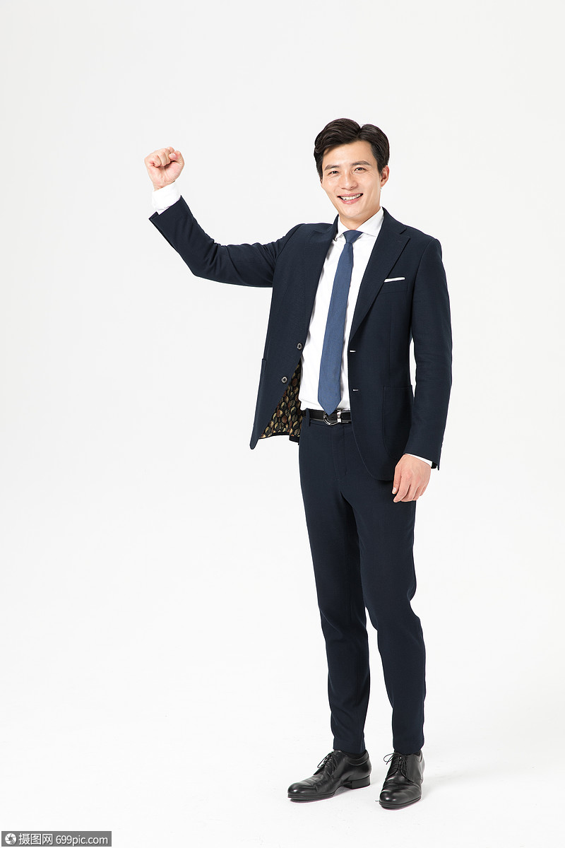 男青年白领加油动作手势职场