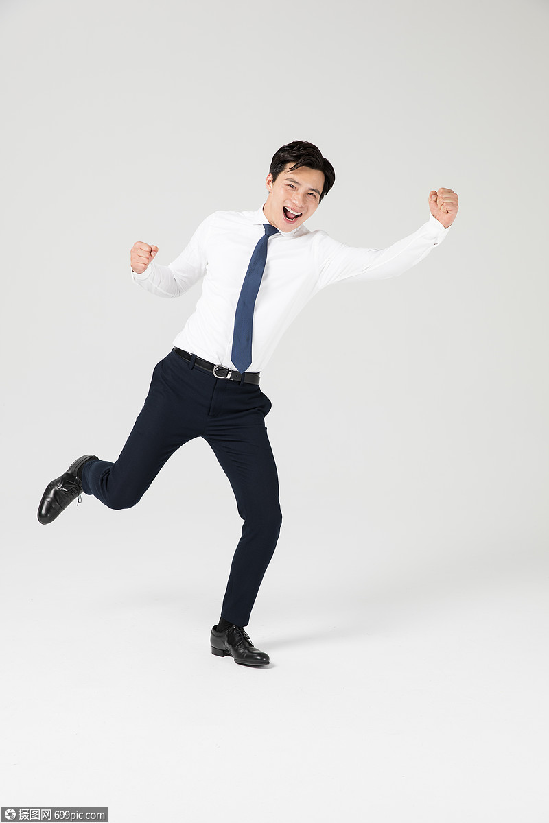 职场男青年夸张动作激动人物