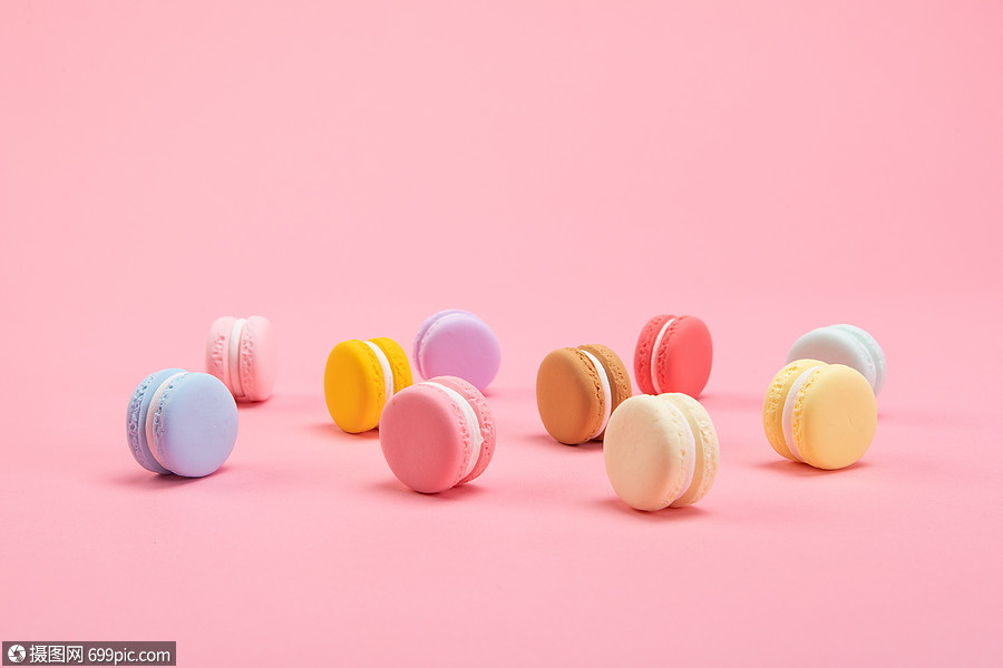 甜点马卡龙粉色五颜六色