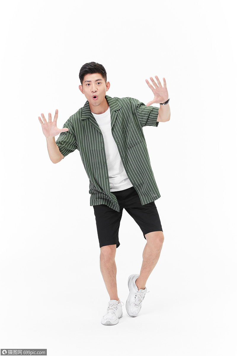 阳光帅气大男孩惊讶动作夸张有趣