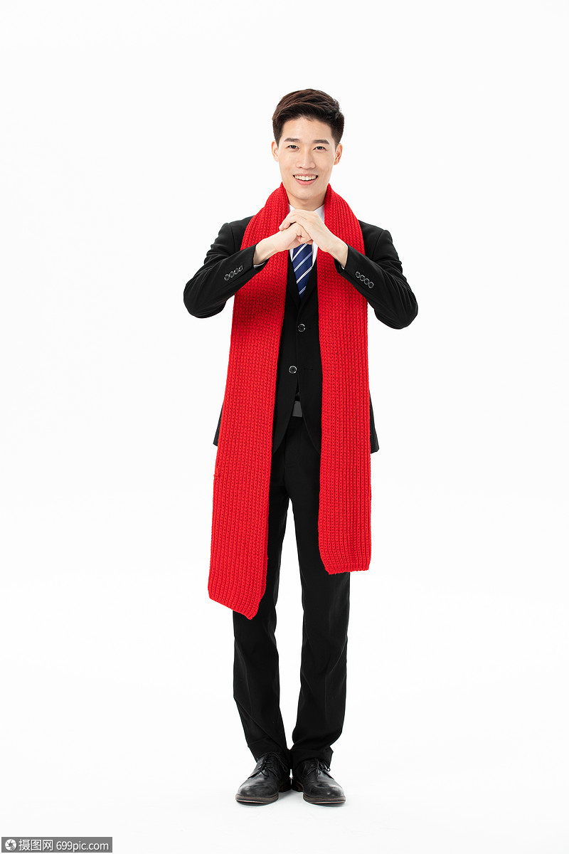 商务男性拜年手势