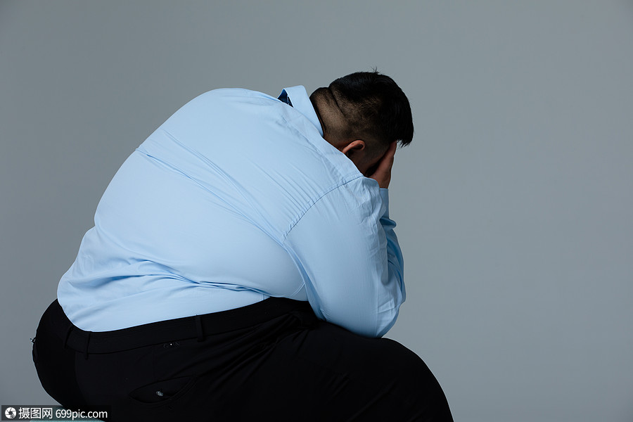 商务肥胖男性烦恼背影胖子亚洲人