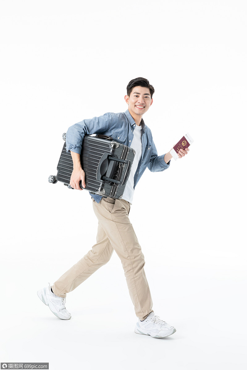 年轻男性出差旅行旅行箱人物