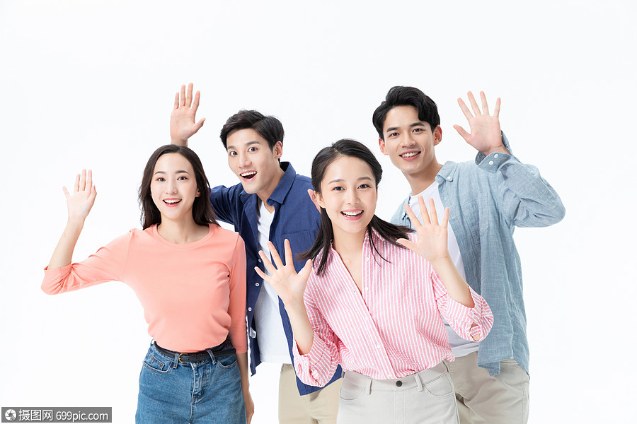 年轻团队打招呼集体亚洲人