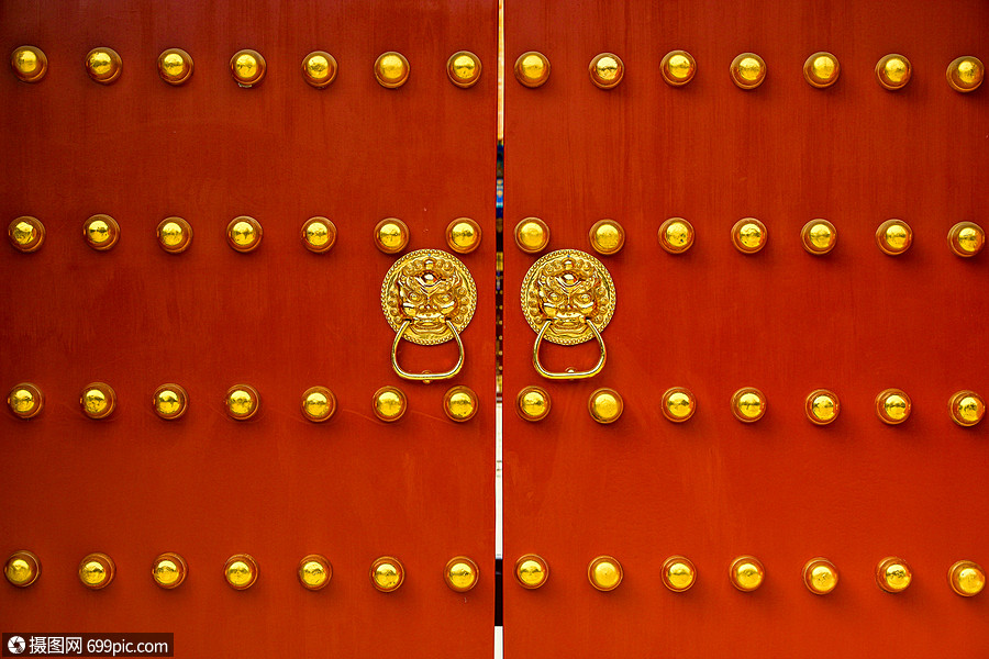 北京景山公园红大门古建筑中式建筑古典建筑