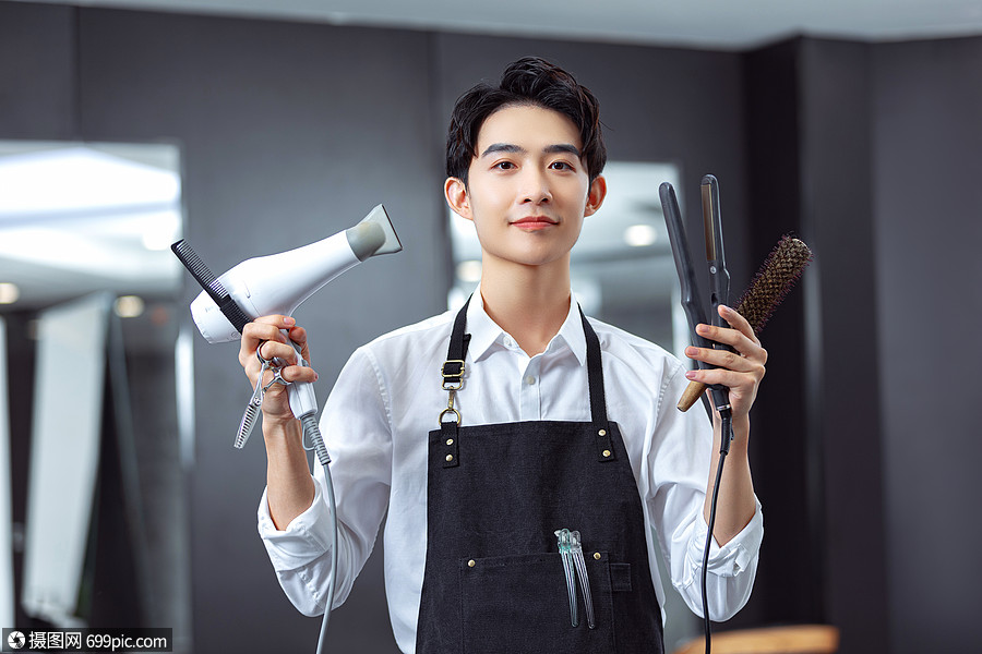 男性理发师形象美发师人物