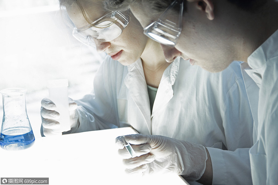 科学家在实验室检查试管