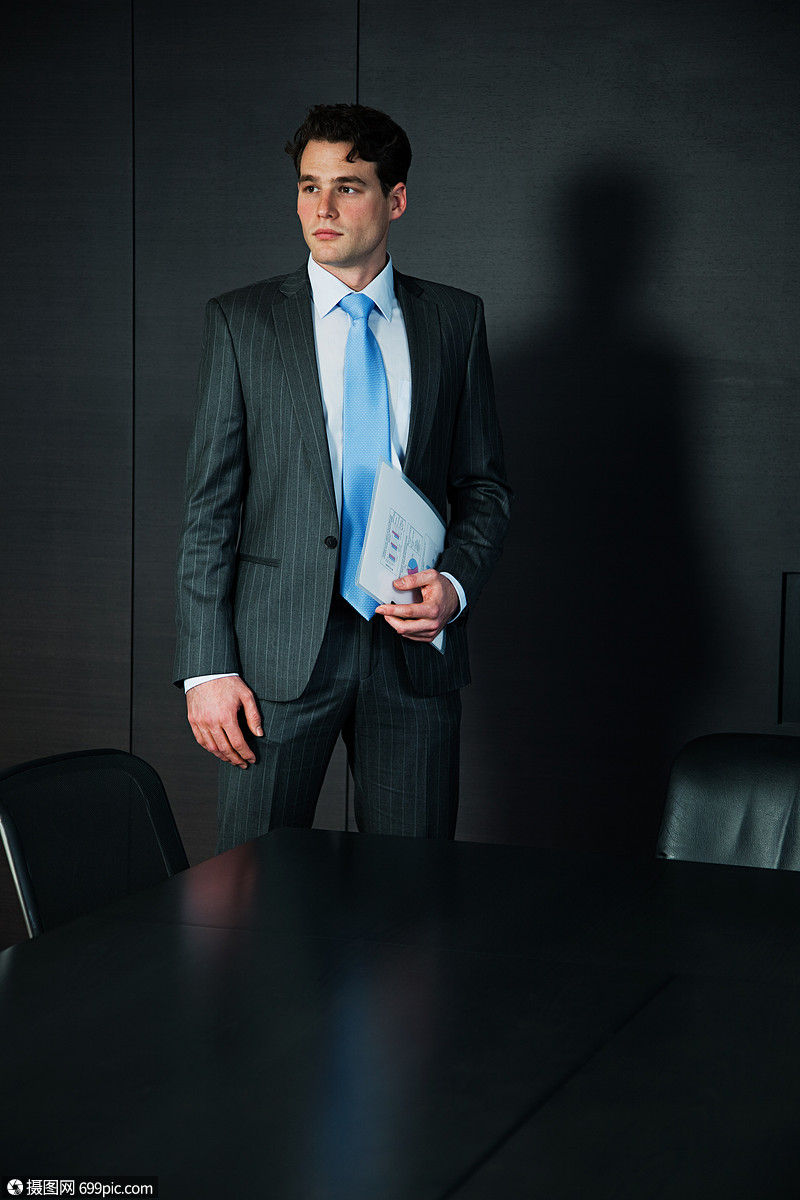 会议室的商人带着文件西装外国人像