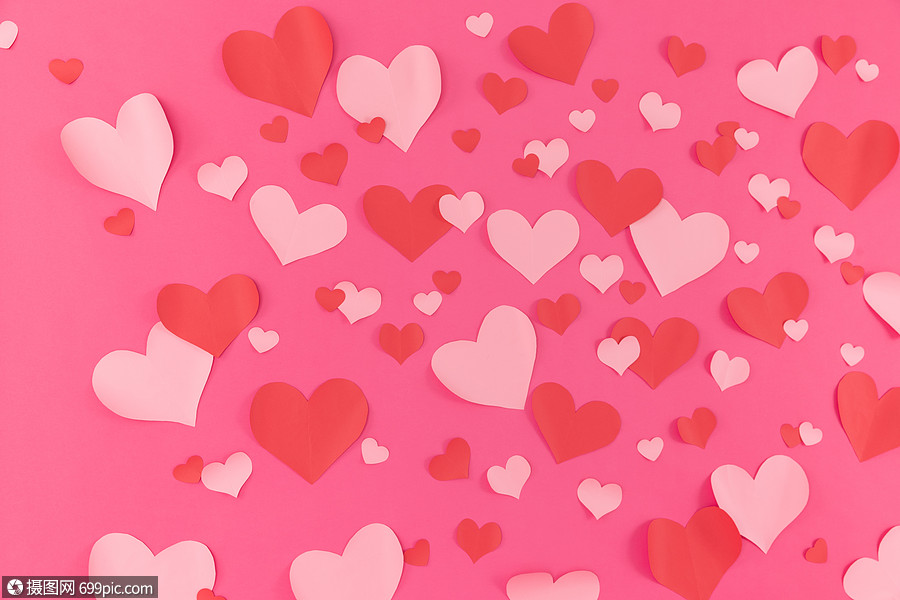 铺满爱心的粉色背景520表白