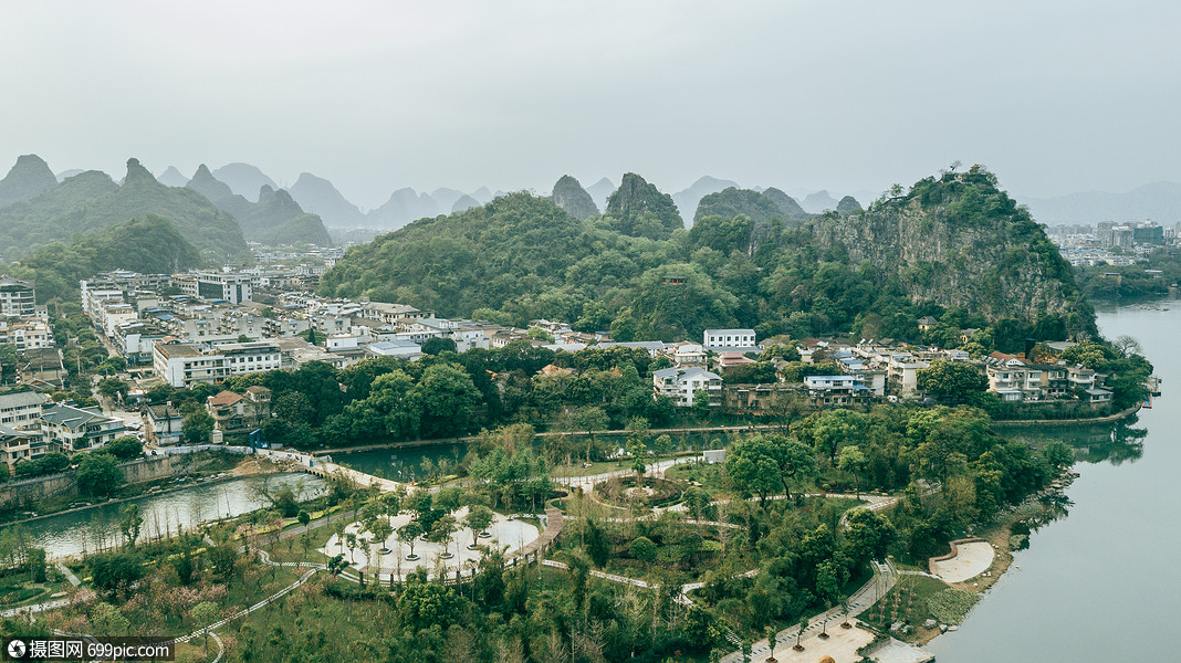 桂林山水風景航拍桂林風景區灕江