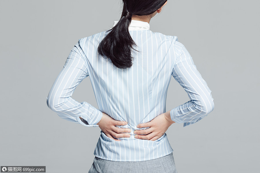 商务女性白领腰部疼痛特写腰肌劳损职业
